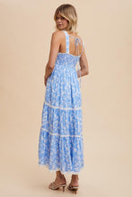 Powder Blue Floral Print Maxi Dress