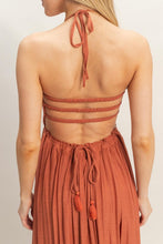 Rust Smocked Halter Maxi Dress