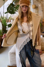 Taupe Contrast Detail Faux Fur Moto Jacket