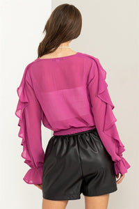 Purple Fresh Start Ruffled Chiffon Blouse