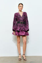 Grape Chic Polka Dot Silky Gold Belt Mini Dress