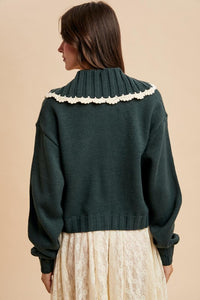 Cottage Green Doll Collar Button Up Cardigan