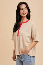Red Oat Henley Ringer Tee