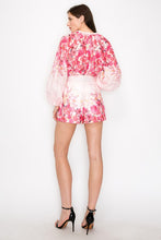 Pink Multi Floral Print Blouse and Belted Short Pants Set