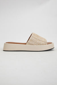 Natural Raffia Tove Chunky Platform Bold Upper Slide
