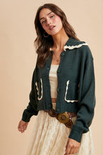 Cottage Green Doll Collar Button Up Cardigan