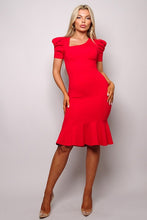Red My Puffy Sleek Flared Midi Dress