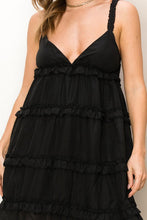 Black Sleeveless Ruffled Mini Dress