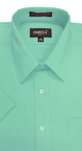 Omega Aqua Mint Short Sleeve Dress Shirt