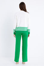White/Green Knit Long Sleeve Stripe Top And Pants Set