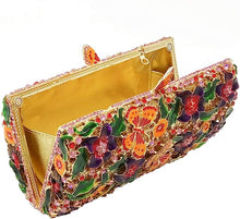 Orange Floral Rhinestone Evening Bag