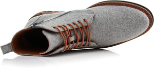 Dust&Grey Woolen and Leather Lace-up Fashion Chukka Boots with Zipper Closure