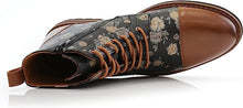 Orchid&Brown Woolen and Leather Lace-up Fashion Chukka Boots with Zipper Closure