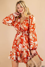 Rust Soft Luxe Jacquard Stripe Flower Printed Smocked W