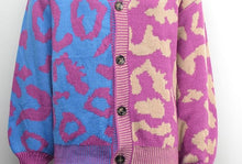 Pink Blue Two Tone Leopard Cardigan