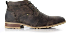 Grey Mens Casual Brogue Mid-Top Lace-Up And Zipper Boots