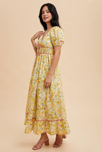 Daffodil Multi Bow Detail Floral Contrast Puff Dress