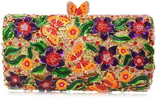 Orange Floral Rhinestone Evening Bag