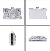 Silver Jewelry Stones Clutch Handbag