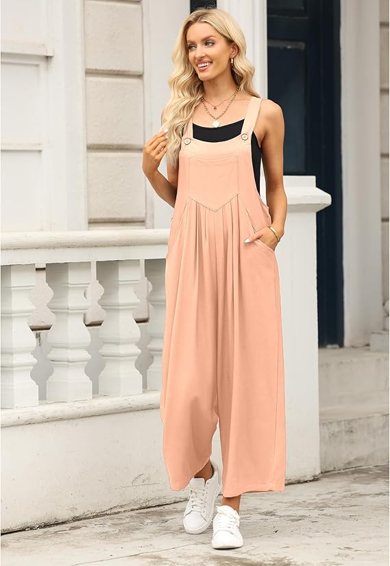 Lt.Mauve Shirring Deatil Overalls