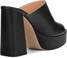 Black Shuri Open Toe High Block Heel Sandals