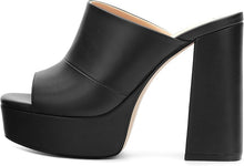 Black Shuri Open Toe High Block Heel Sandals