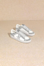 Silver Rubber Sole Lace-Up Glitter Leather Star