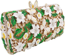 White Floral Rhinestone Evening Bag