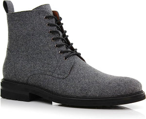 Dark&Grey Woolen and Leather Lace-up Fashion Chukka Boots with Zipper Closure