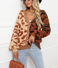 Brown Two Tone Leopard Cardigan
