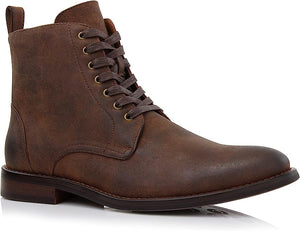 Maple&Brown Woolen and Leather Lace-up Fashion Chukka Boots with Zipper Closure