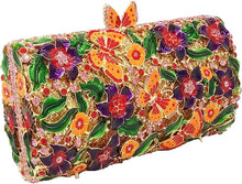 Orange Floral Rhinestone Evening Bag