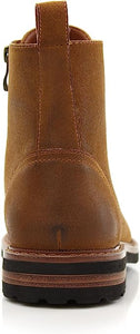 Toffee&Suede Woolen and Leather Lace-up Fashion Chukka Boots with Zipper Closure