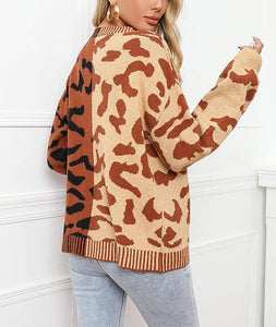 Brown Two Tone Leopard Cardigan
