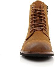 Toffee&Suede Woolen and Leather Lace-up Fashion Chukka Boots with Zipper Closure