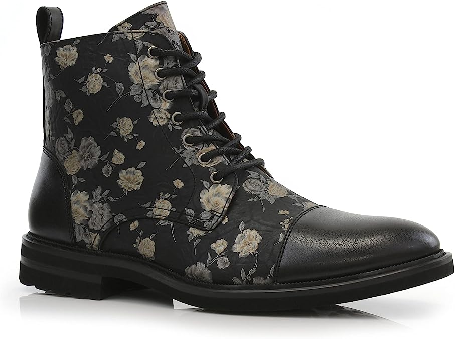 Orchid&Black Woolen and Leather Lace-up Fashion Chukka Boots with Zipper Closure