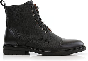 Grained&Black Woolen and Leather Lace-up Fashion Chukka Boots with Zipper Closure