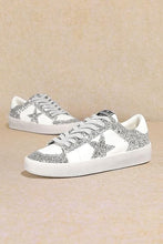 Silver Rubber Sole Lace-Up Glitter Leather Star