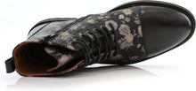 Orchid&Black Woolen and Leather Lace-up Fashion Chukka Boots with Zipper Closure