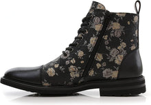 Orchid&Black Woolen and Leather Lace-up Fashion Chukka Boots with Zipper Closure