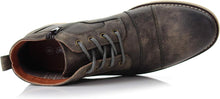 Grey Mens Casual Brogue Mid-Top Lace-Up And Zipper Boots