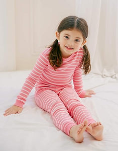 Pink Kids Colorful Striped Pajamas Set