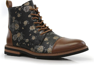 Orchid&Brown Woolen and Leather Lace-up Fashion Chukka Boots with Zipper Closure