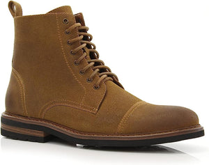 Toffee&Suede Woolen and Leather Lace-up Fashion Chukka Boots with Zipper Closure