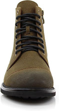 Olive&Suede Woolen and Leather Lace-up Fashion Chukka Boots with Zipper Closure