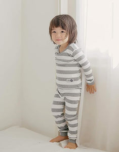 Grey Kids Colorful Striped Pajamas Set