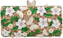 White Floral Rhinestone Evening Bag