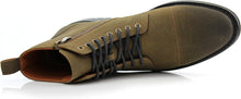 Olive&Suede Woolen and Leather Lace-up Fashion Chukka Boots with Zipper Closure