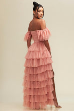 Blush Off S Shirred Ruffle Maxi Dress