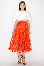 Orange High Waist A Line 3d Polka Dot Midi Skirt